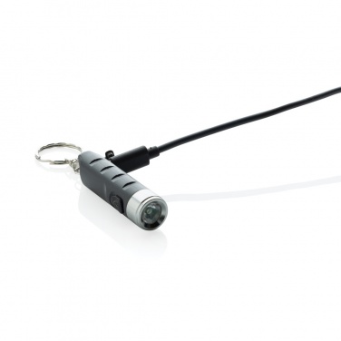 Logo trade promotional merchandise image of: Globix RCS recycled plastic USB re-chargeable keychain torch