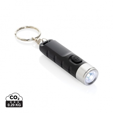 Logotrade business gift image of: Globix RCS recycled plastic USB re-chargeable keychain torch