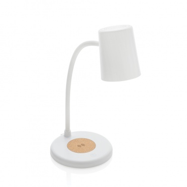 Logo trade promotional merchandise photo of: Zenara RCS recycled plastic and cork 15W wireless desk lamp