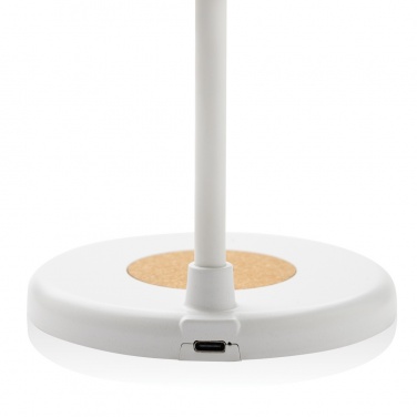 Logotrade promotional product image of: Zenara RCS recycled plastic and cork 15W wireless desk lamp