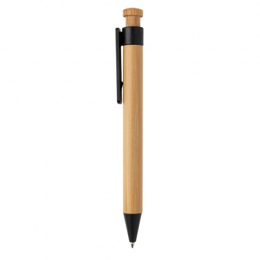 Logo trade promotional items image of: Bamboo pen with wheatstraw clip