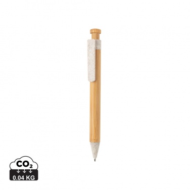 Logo trade promotional gifts image of: Bamboo pen with wheatstraw clip