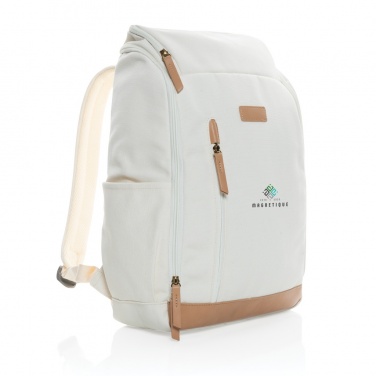 Logotrade promotional gift image of: Impact AWARE™ 16 oz. recycled canvas 15" laptop backpack