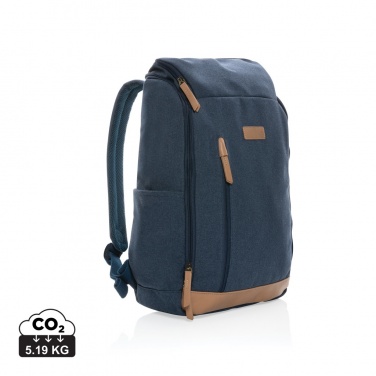 Logo trade business gift photo of: Impact AWARE™ 16 oz. recycled canvas 15" laptop backpack