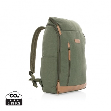 Logo trade promotional items image of: Impact AWARE™ 16 oz. recycled canvas 15" laptop backpack