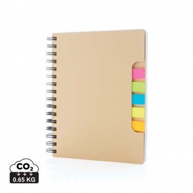 Logo trade promotional merchandise picture of: A5 Kraft spiral notebook with sticky notes