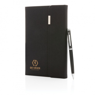 Logo trade promotional giveaway photo of: Swiss Peak deluxe A5 notebook and pen set