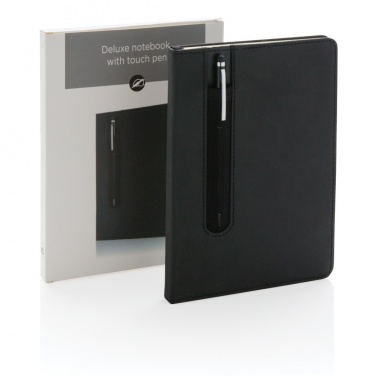 Logo trade promotional merchandise image of: Standard hardcover PU A5 notebook with stylus pen