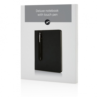 Logo trade promotional giveaway photo of: Standard hardcover PU A5 notebook with stylus pen