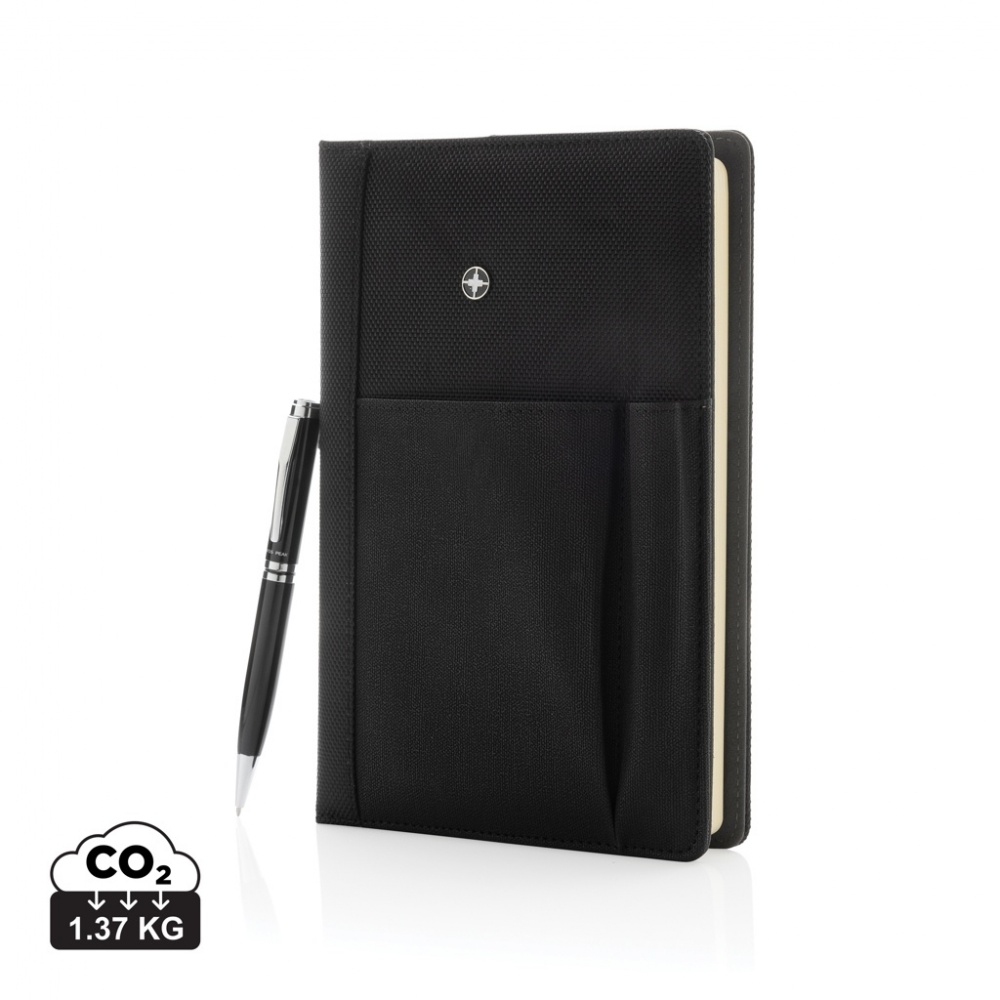 Logo trade promotional gifts image of: Refillable notebook and pen set