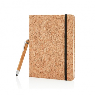 Logo trade corporate gift photo of: A5 notebook with bamboo pen including stylus