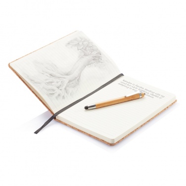 Logotrade business gifts photo of: A5 notebook with bamboo pen including stylus