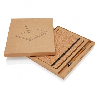 Logo trade corporate gifts image of: A5 notebook with bamboo pen including stylus