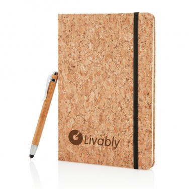 Logotrade business gift image of: A5 notebook with bamboo pen including stylus