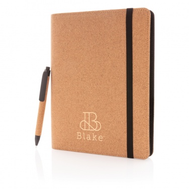 Logotrade advertising products photo of: Deluxe cork portfolio A5 with pen