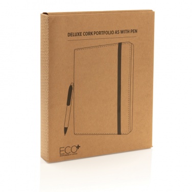 Logo trade advertising product photo of: Deluxe cork portfolio A5 with pen