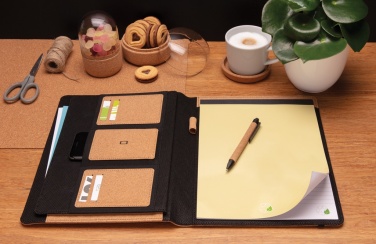 Logo trade business gifts image of: Deluxe cork portfolio A4 with pen