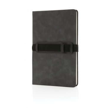 Logotrade promotional gift picture of: Deluxe hardcover PU notebook A5 with phone and pen holder