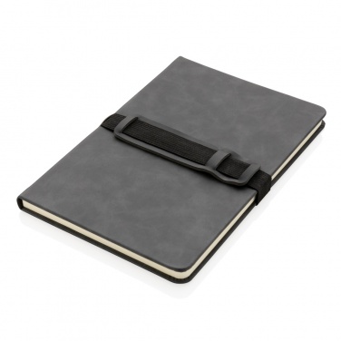 Logo trade promotional gifts image of: Deluxe hardcover PU notebook A5 with phone and pen holder