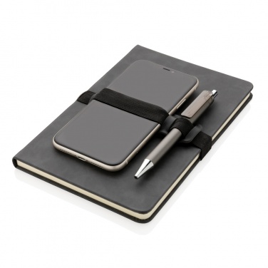 Logotrade promotional item image of: Deluxe hardcover PU notebook A5 with phone and pen holder