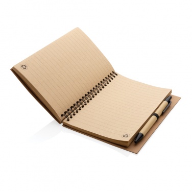 Logo trade business gifts image of: Kraft spiral notebook with pen