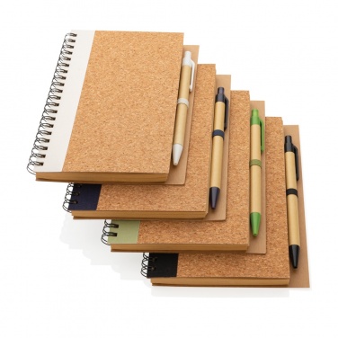 Logo trade promotional merchandise picture of: Cork spiral notebook with pen