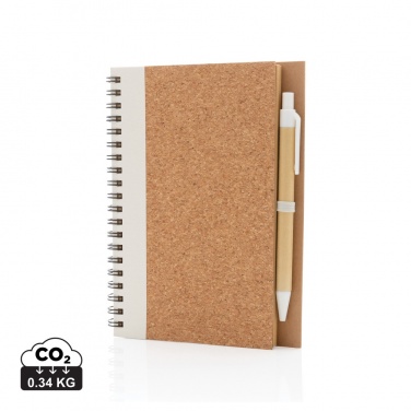 Logo trade promotional merchandise image of: Cork spiral notebook with pen