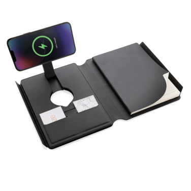 Logo trade promotional gifts picture of: Swiss Peak RCS rePU notebook with 2-in-1 wireless charger