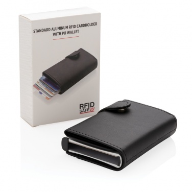 Logo trade promotional items image of: Standard aluminium RFID cardholder with PU wallet