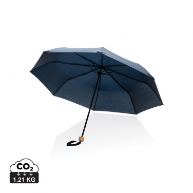 Logo trade business gifts image of: 20.5" Impact AWARE™ RPET 190T Pongee bamboo mini umbrella