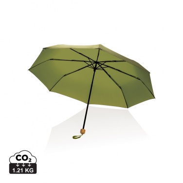 Logo trade corporate gifts image of: 20.5" Impact AWARE™ RPET 190T Pongee bamboo mini umbrella