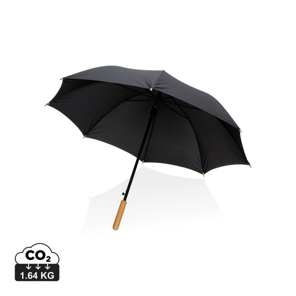 Logotrade promotional item image of: 23" Impact AWARE™ RPET 190T auto open bamboo umbrella