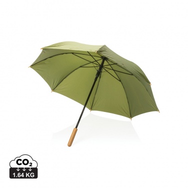 Logo trade promotional merchandise photo of: 23" Impact AWARE™ RPET 190T auto open bamboo umbrella