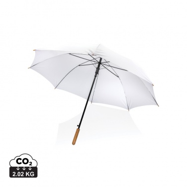 Logotrade advertising product image of: 27" Impact AWARE™ RPET 190T auto open bamboo umbrella