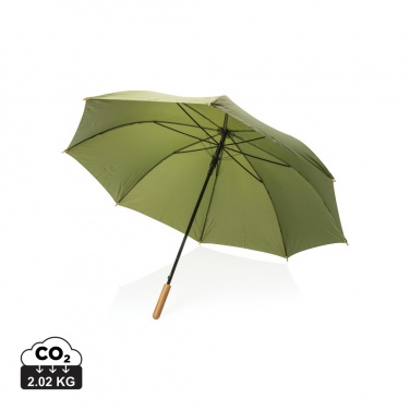 Logo trade promotional giveaway photo of: 27" Impact AWARE™ RPET 190T auto open bamboo umbrella