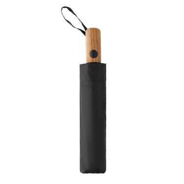 Logo trade promotional item photo of: Kaycey 21" AWARE™ RPET Acacia wood mini auto open umbrella