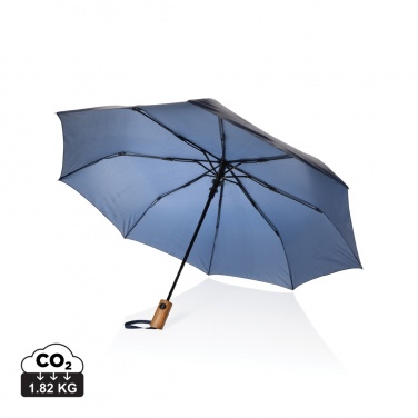 Logotrade promotional product picture of: Kaycey 21" AWARE™ RPET Acacia wood mini auto open umbrella