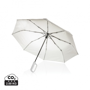 Logo trade business gifts image of: Yara 21" AWARE™ RPET solid colour umbrella with carabiner