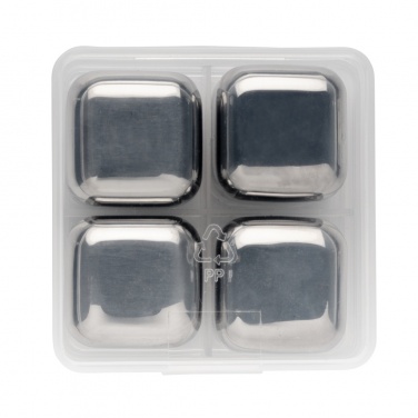 Logotrade promotional product picture of: Re-usable stainless steel ice cubes 4pc