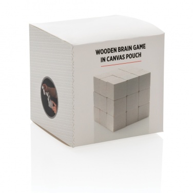 Logo trade promotional products image of: Wooden brain game in canvas pouch