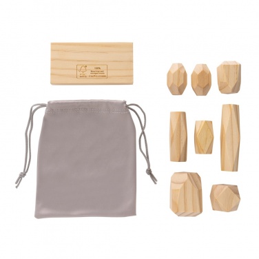 Logo trade promotional item photo of: Ukiyo Crios wooden balancing rocks in pouch