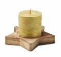 Candle on star wooden base, Gold