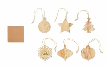 Logo trade promotional product photo of: Set of wooden Xmas ornaments