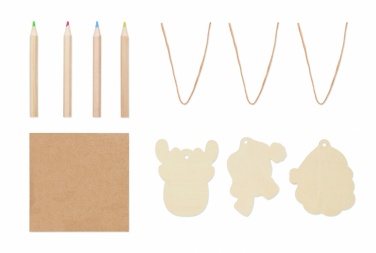 Logo trade promotional merchandise image of: Drawing wooden ornaments set