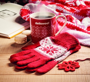 Logo trade promotional giveaway photo of: Winter gift mug and gloves set