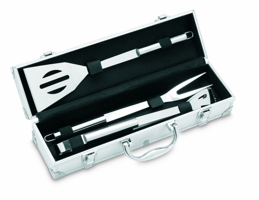 Logotrade promotional item image of: 3 BBQ tools in aluminium case