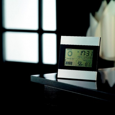 Logo trade promotional gifts image of: Weather station and clock