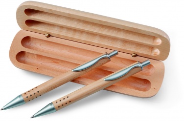 Logo trade corporate gifts picture of: Pen gift set in wooden box