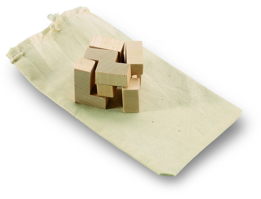 Logo trade business gift photo of: Wooden puzzle in cotton pouch