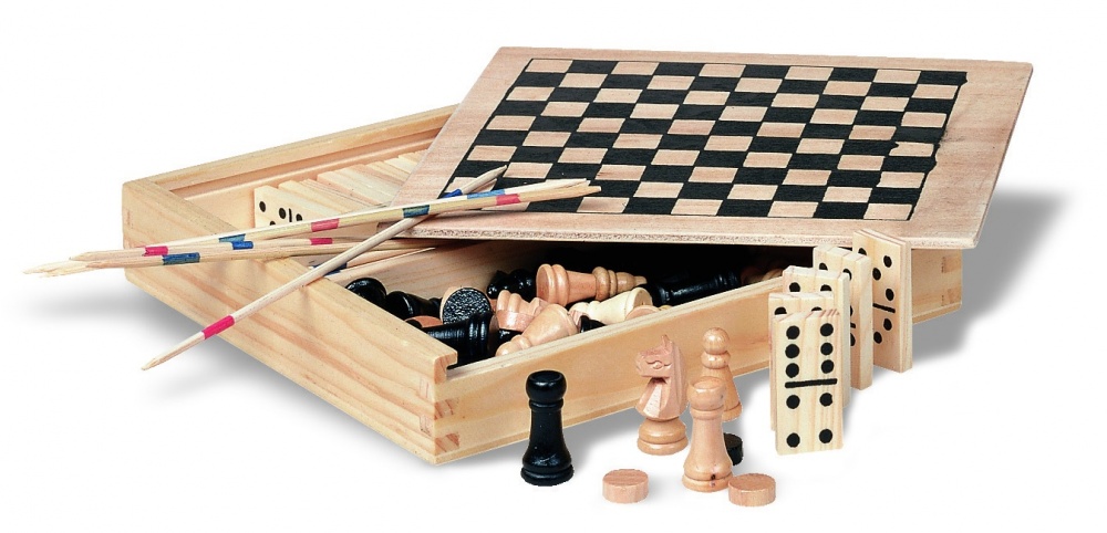 Logo trade corporate gifts image of: 4 games in wooden box